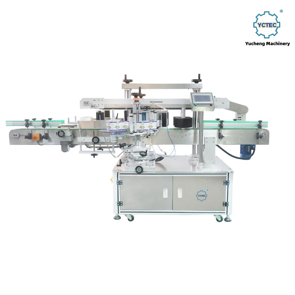 YCT-52 Automatische dubbelzijdige etiketteermachine voor platte en ronde flessen