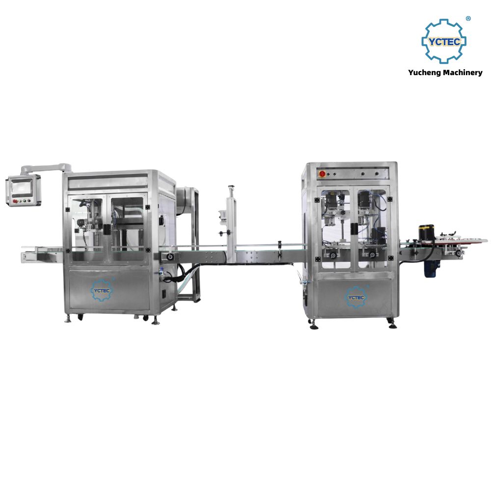 YCT-GG-02 เครื่องบรรจุและปิดฝาลูกสูบ 2 หัวอัตโนมัติ